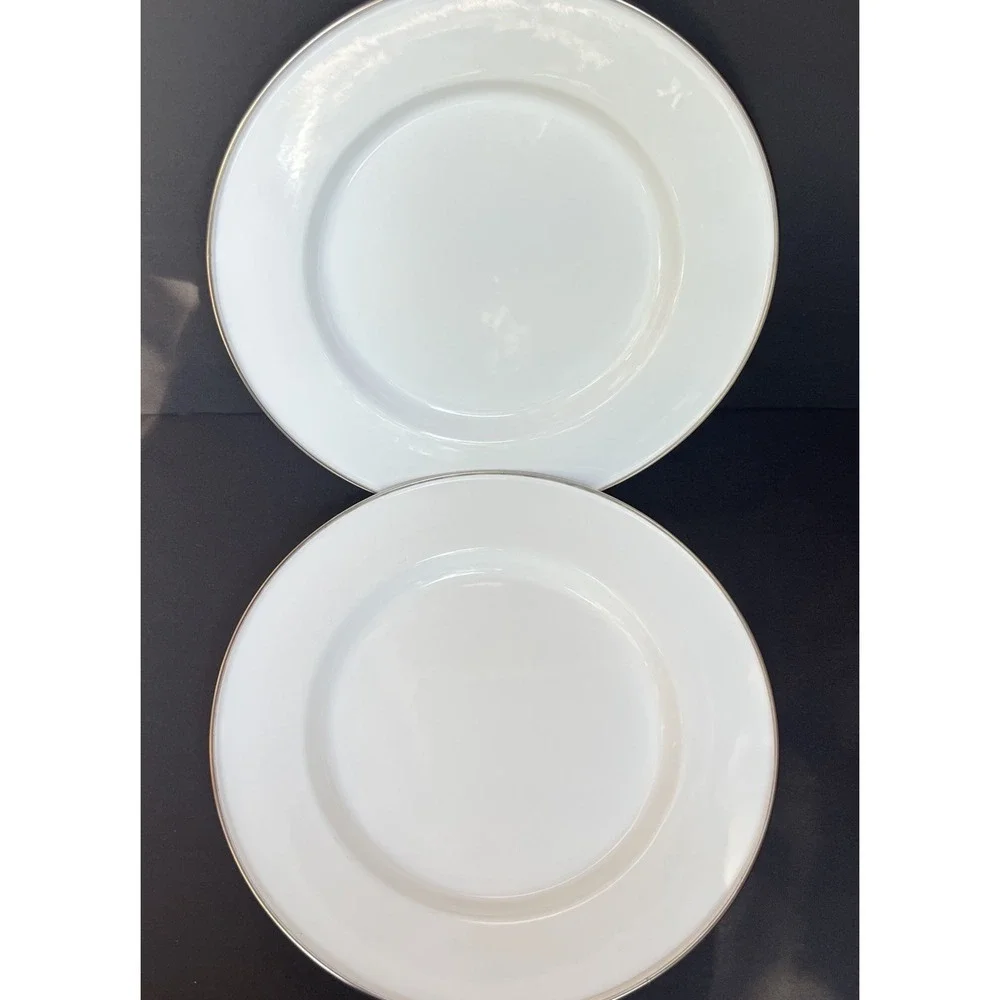 Discontinued Pottery Barn Enamelware Chargers Plates 12